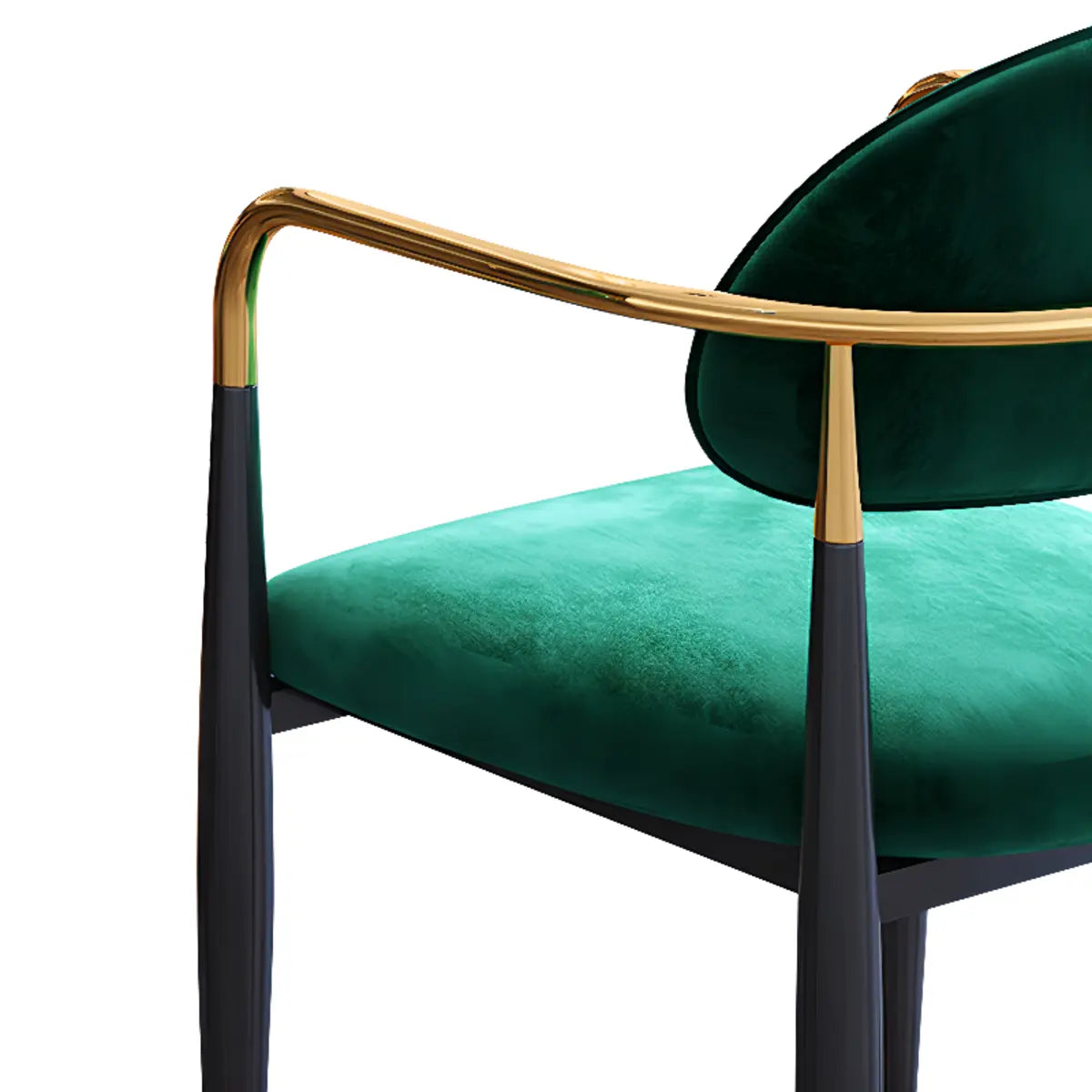 Green Soft Open Back Armrest Upholstered Dining Chair Image - 10
