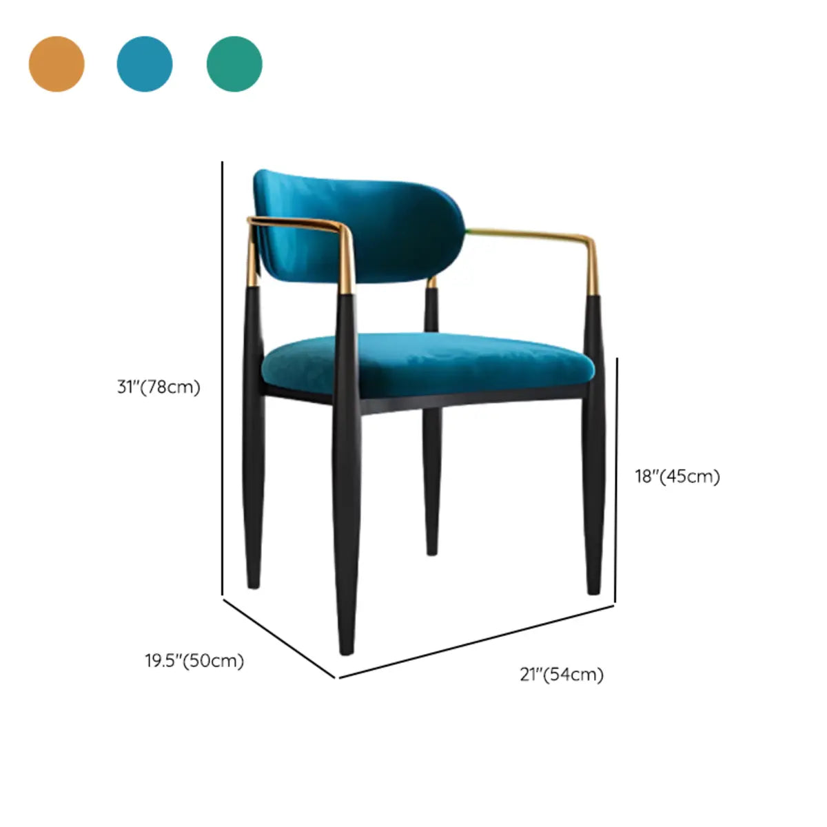 Green Soft Open Back Armrest Upholstered Dining Chair 