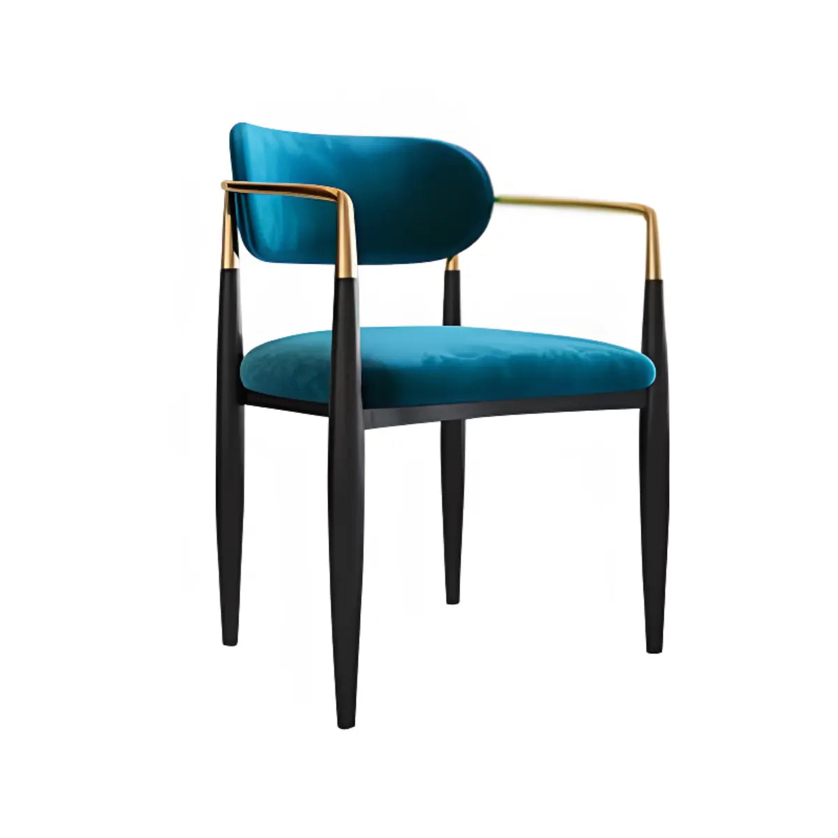 Green Soft Open Back Armrest Upholstered Dining Chair Image - 5