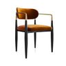Green Soft Open Back Armrest Upholstered Dining Chair Image - 6