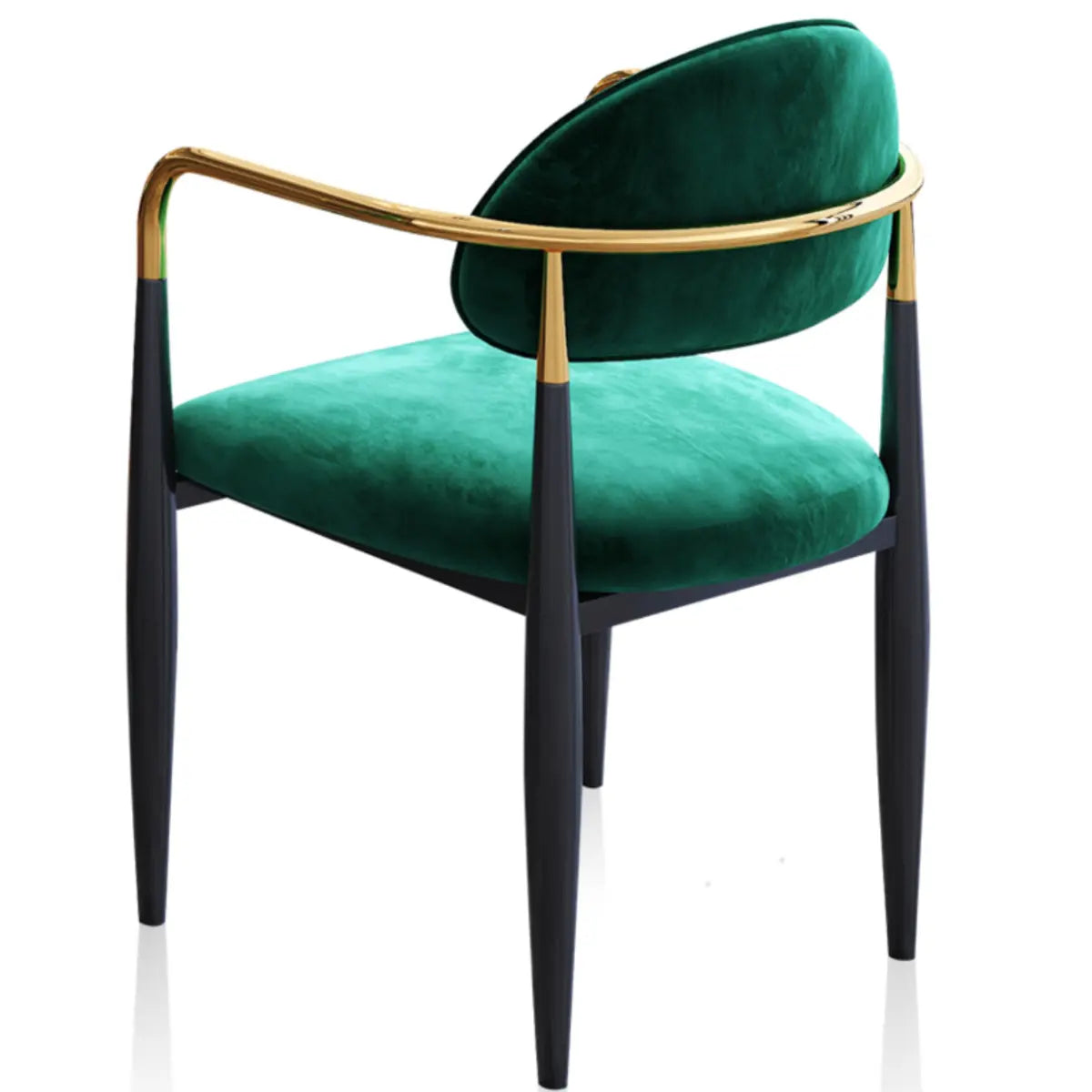 Green Soft Open Back Armrest Upholstered Dining Chair Image - 8