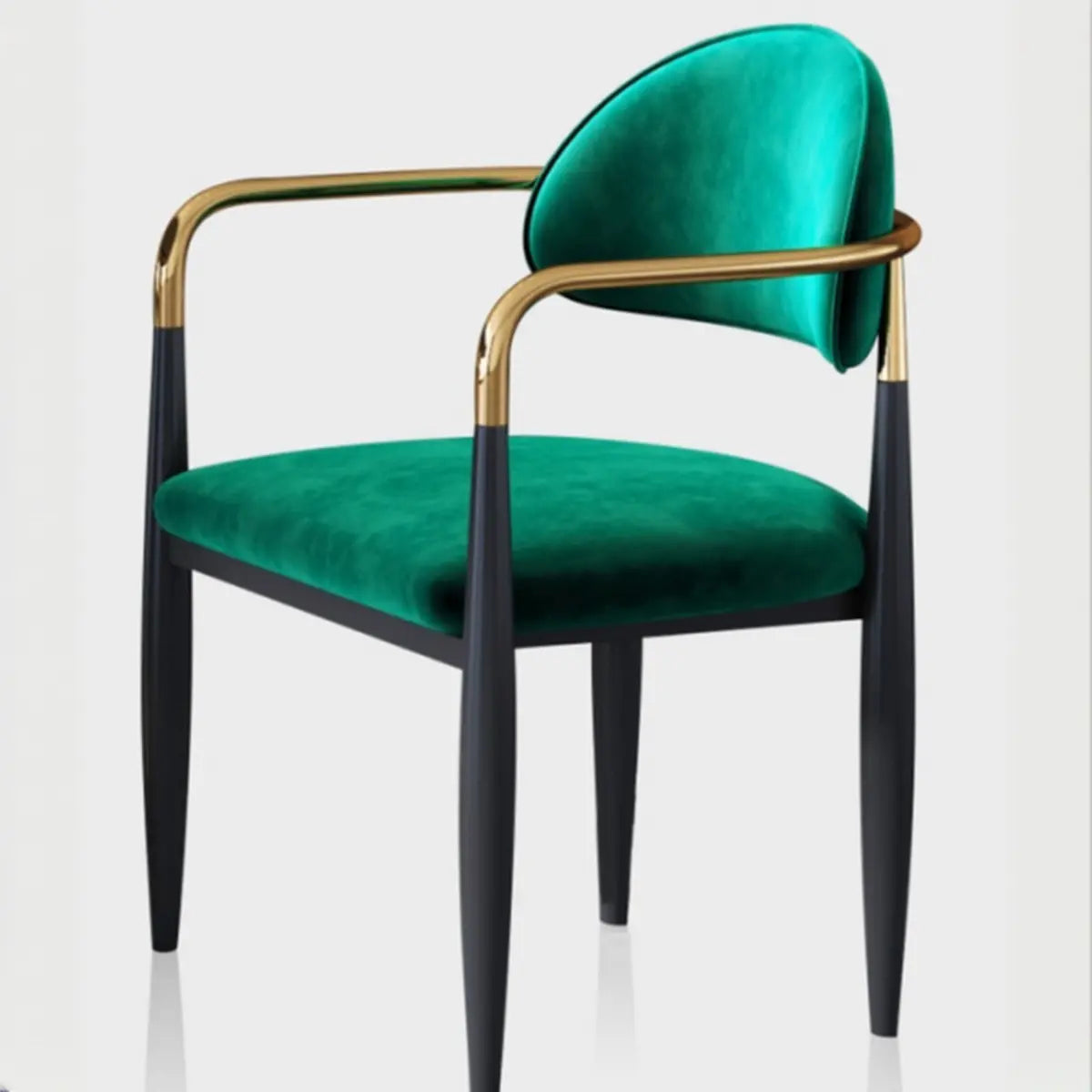Green Soft Open Back Armrest Upholstered Dining Chair Image - 9