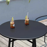 Green Space-Saving Outdoor Round Metal Patio Table Image - 10