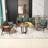 Green Stain Resistant Pillow Back Metal Frame Sofa Image - 1