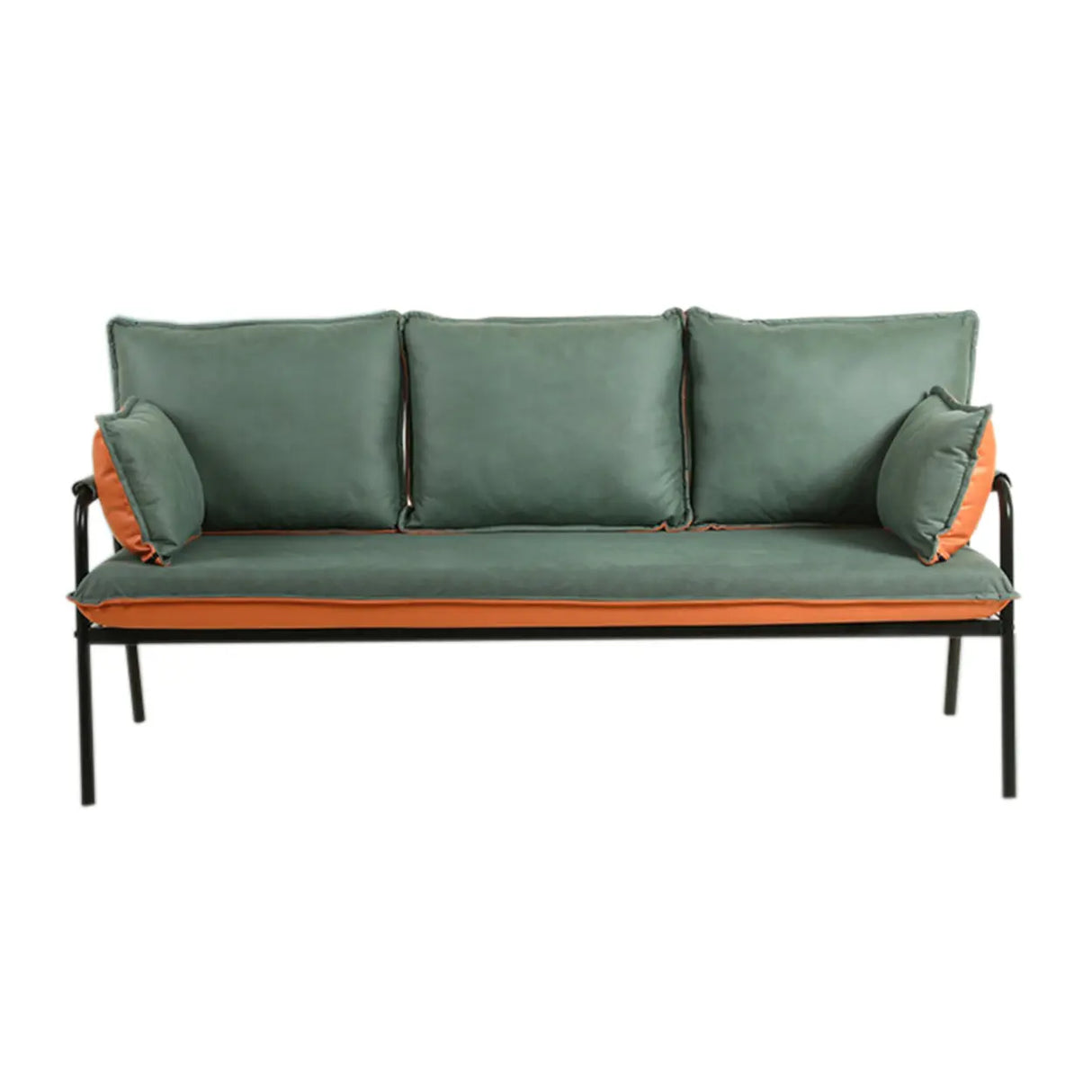 Green Stain Resistant Pillow Back Metal Frame Sofa Image - 5