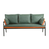 Green Stain Resistant Pillow Back Metal Frame Sofa Image - 5