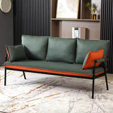 Green Stain Resistant Pillow Back Metal Frame Sofa Image - 9