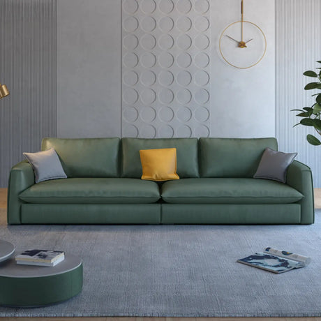Green Stain Resistant Square Arm Pillow Back Sofa Image - 2