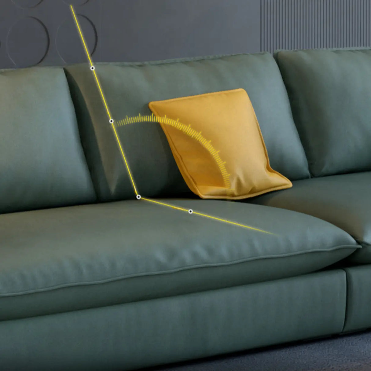 Green Stain Resistant Square Arm Pillow Back Sofa Image - 3