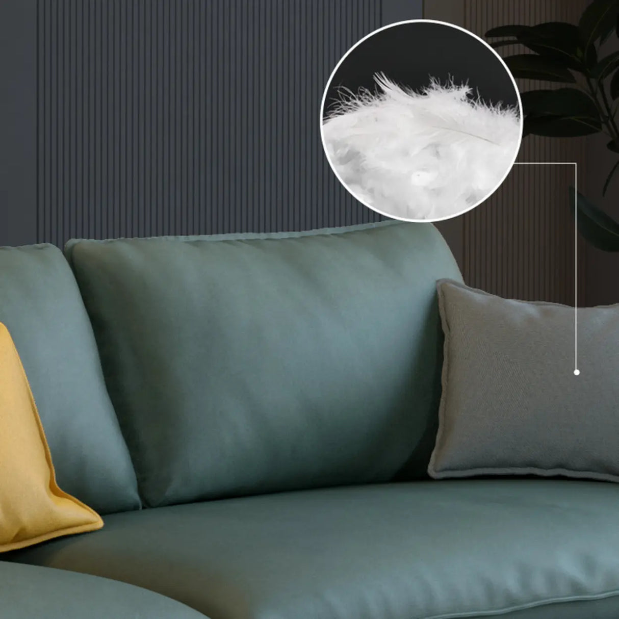 Green Stain Resistant Square Arm Pillow Back Sofa Image - 4