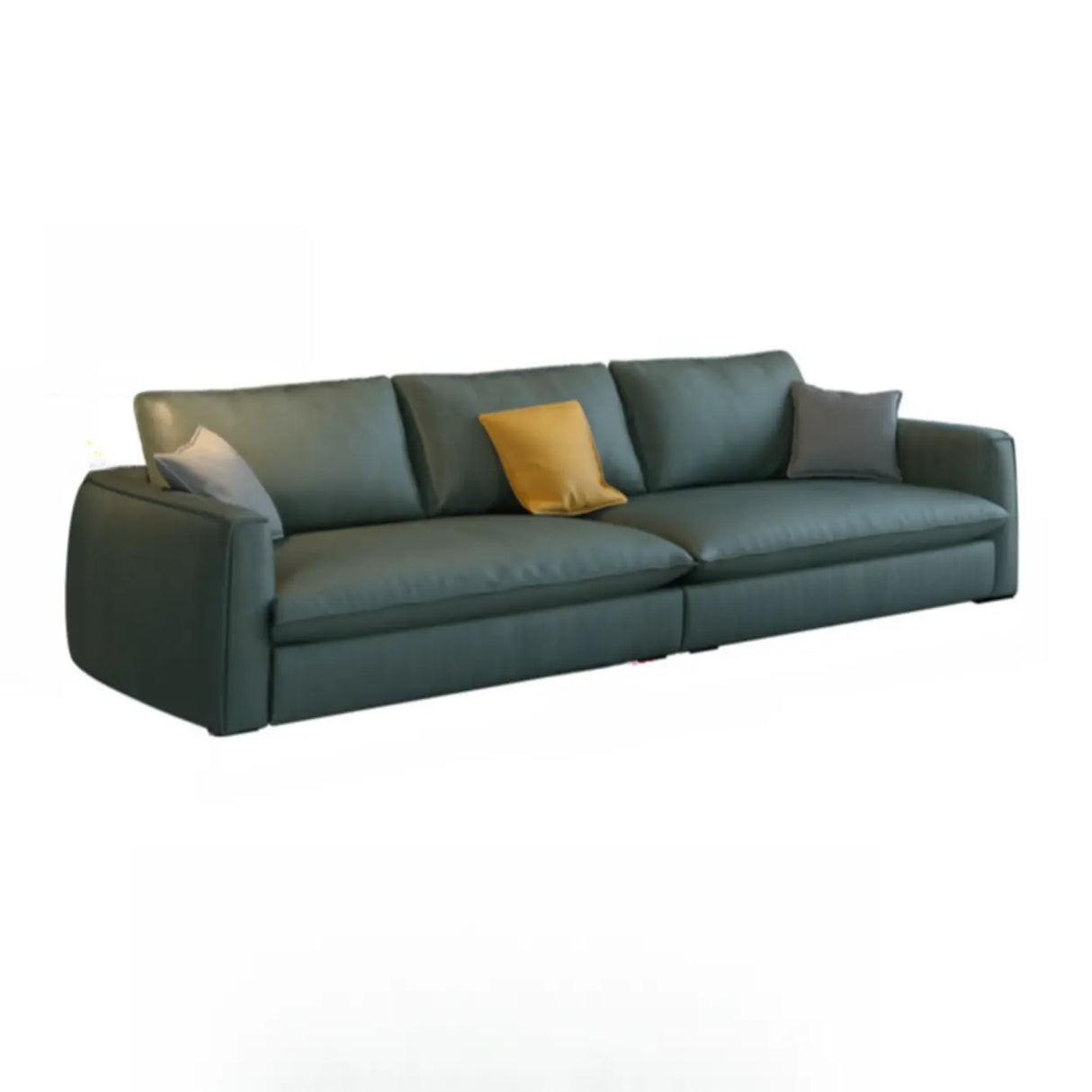 Green Stain Resistant Square Arm Pillow Back Sofa Image - 5