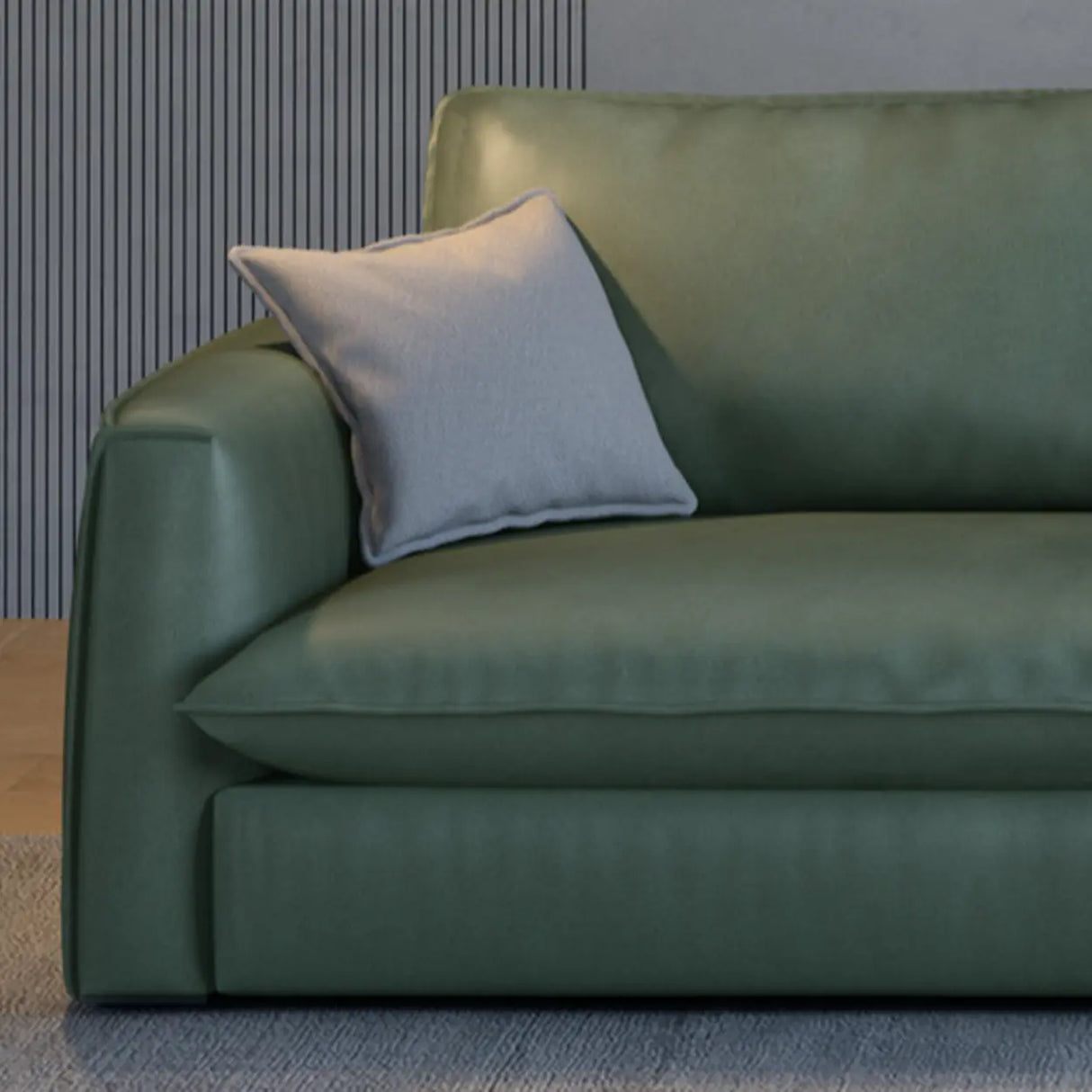 Green Stain Resistant Square Arm Pillow Back Sofa Image - 7