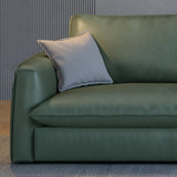 Green Stain Resistant Square Arm Pillow Back Sofa Image - 7