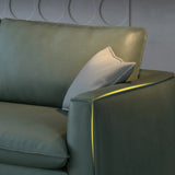 Green Stain Resistant Square Arm Pillow Back Sofa Image - 8