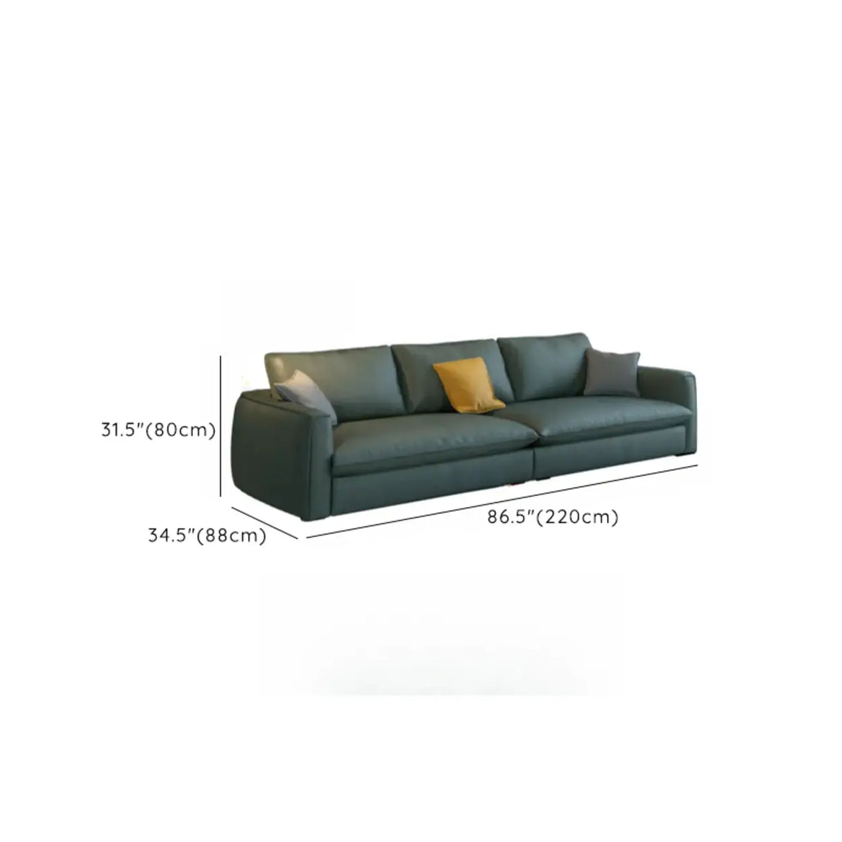 Green Stain Resistant Square Arm Pillow Back Sofa 