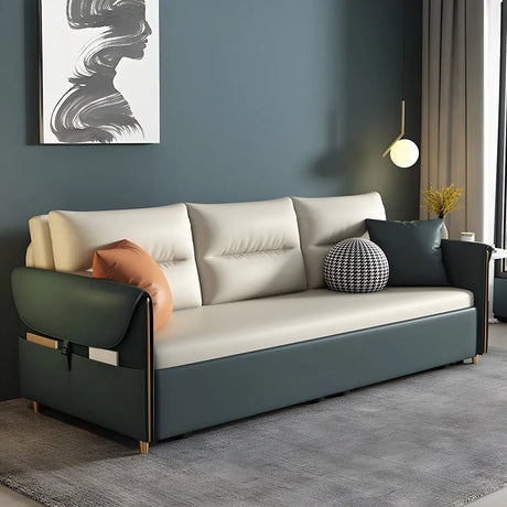 Green Stain Resistant Storage Sofa Bed with Slipcover Image - 1
