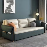 Green Stain Resistant Storage Sofa Bed with Slipcover Image - 1