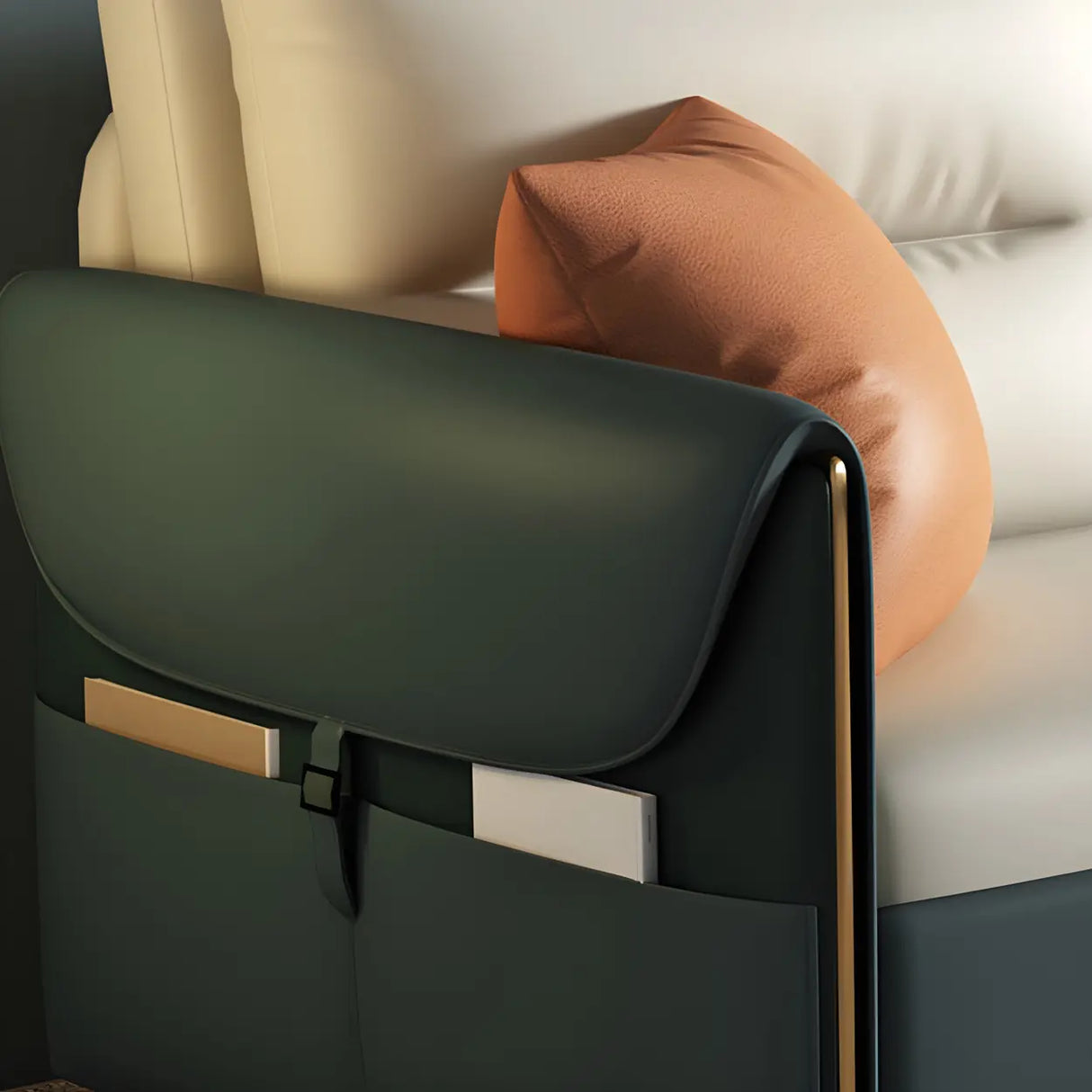 Green Stain Resistant Storage Sofa Bed with Slipcover Image - 4