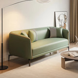 Green Stain Water Resistant Tuxedo Arm Wood Frame Sofa Image - 12