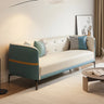 Green Stain Water Resistant Tuxedo Arm Wood Frame Sofa Image - 2