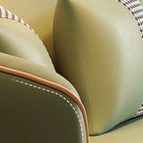 Green Stain Water Resistant Tuxedo Arm Wood Frame Sofa Image - 6