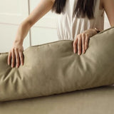 Green Suede Round Arm Cushion Back Sofa with Slipcover Image - 4