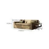 Green Suede Round Arm Cushion Back Sofa with Slipcover #size
