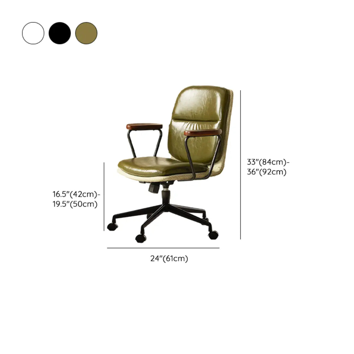 Green Swivel Leather Conference Adjustable Office Chair 