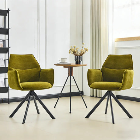 Green Swivel Modern Fabric High Back Upholstered Dining Chair Image - 1