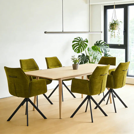 Green Swivel Modern Fabric High Back Upholstered Dining Chair Image - 2