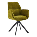 Green Swivel Modern Fabric High Back Upholstered Dining Chair Image - 5