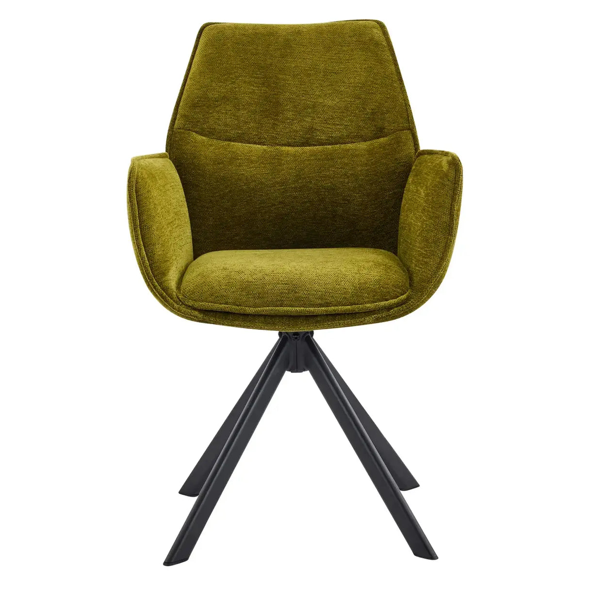 Green Swivel Modern Fabric High Back Upholstered Dining Chair Image - 6
