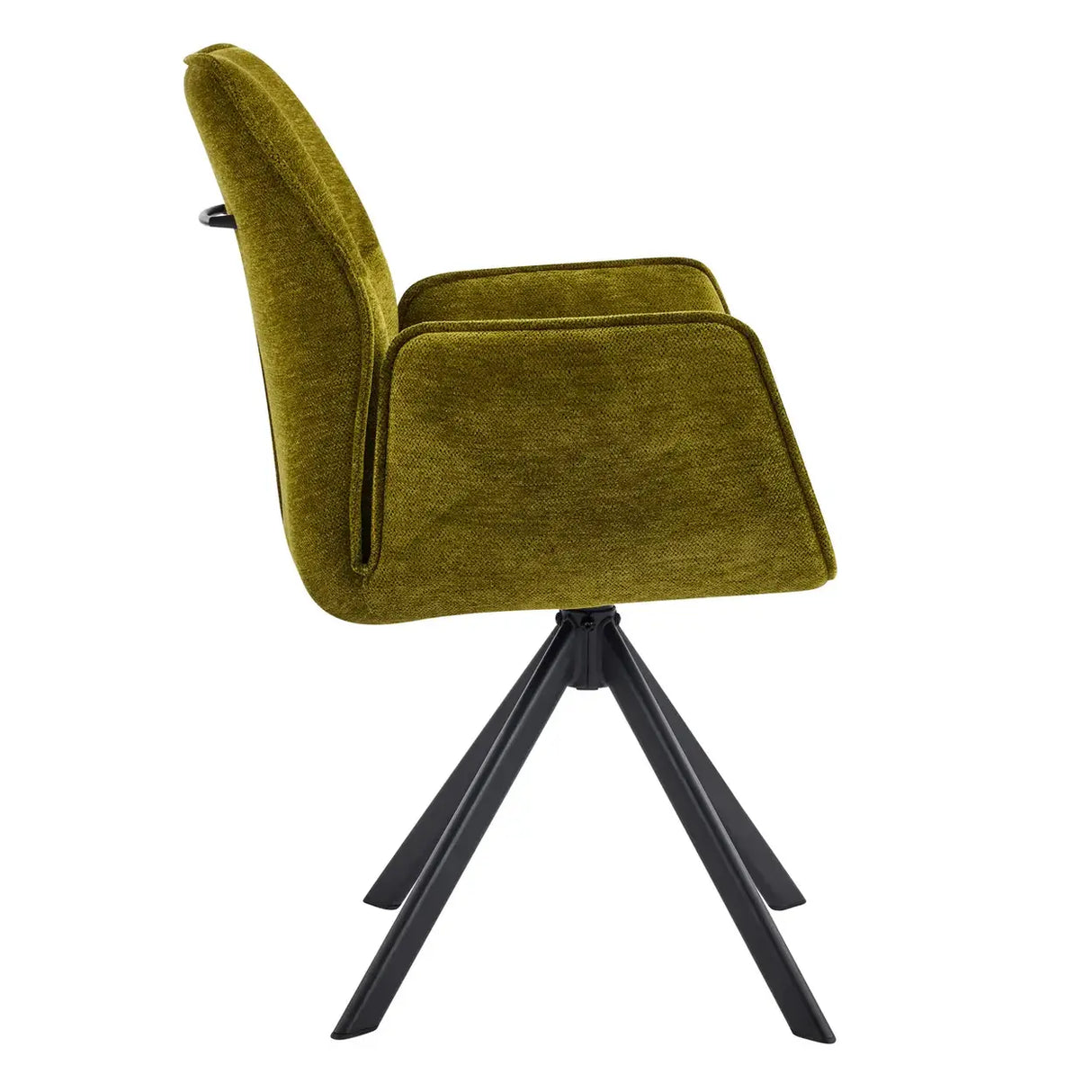 Green Swivel Modern Fabric High Back Upholstered Dining Chair Image - 8