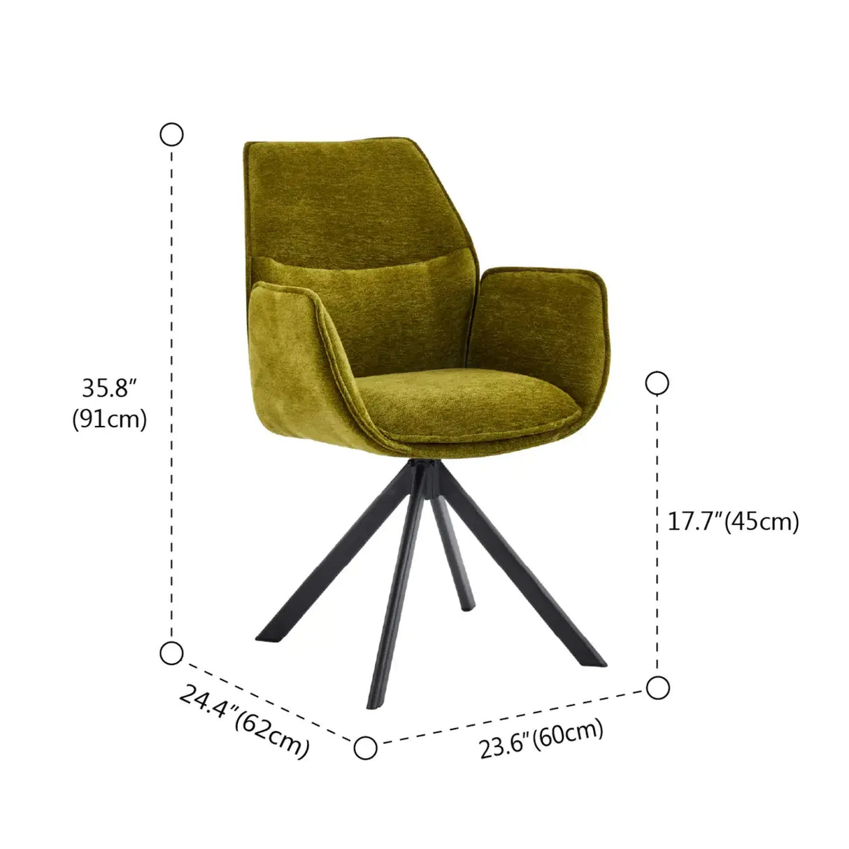 Green Swivel Modern Fabric High Back Upholstered Dining Chair 