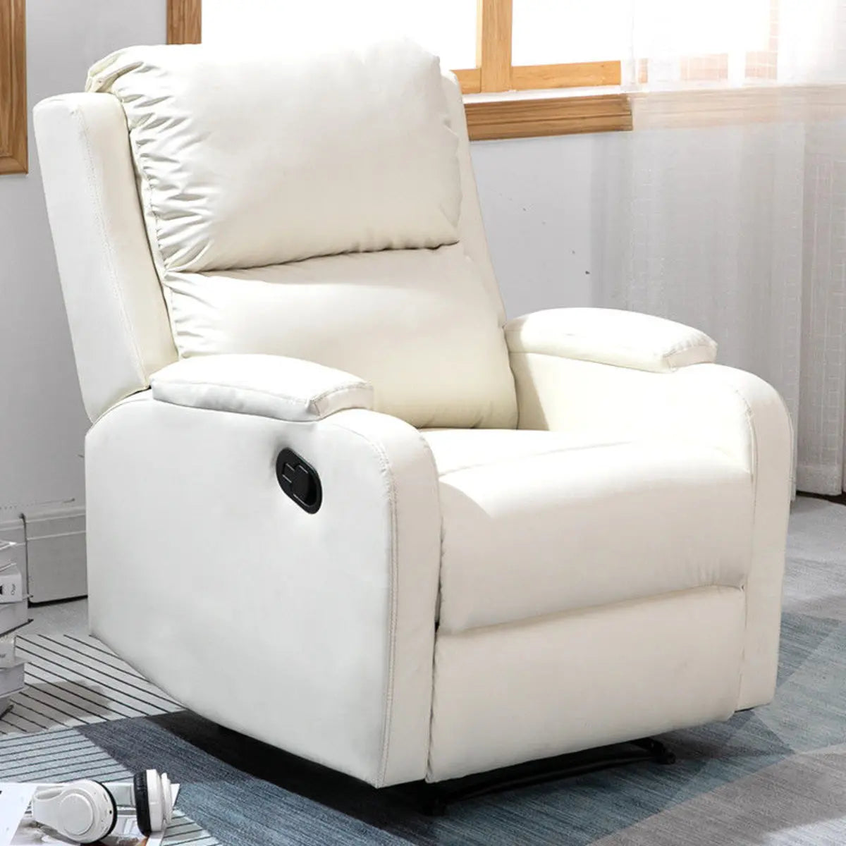 Green Tech Cloth Lumbar Support Comfort Swivel Recliner Image - 11