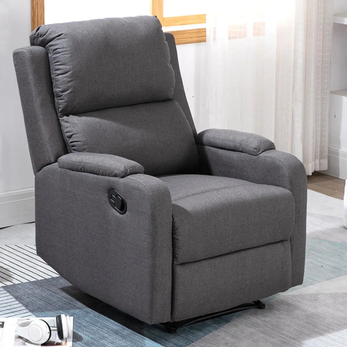 Green Tech Cloth Lumbar Support Comfort Swivel Recliner Image - 12