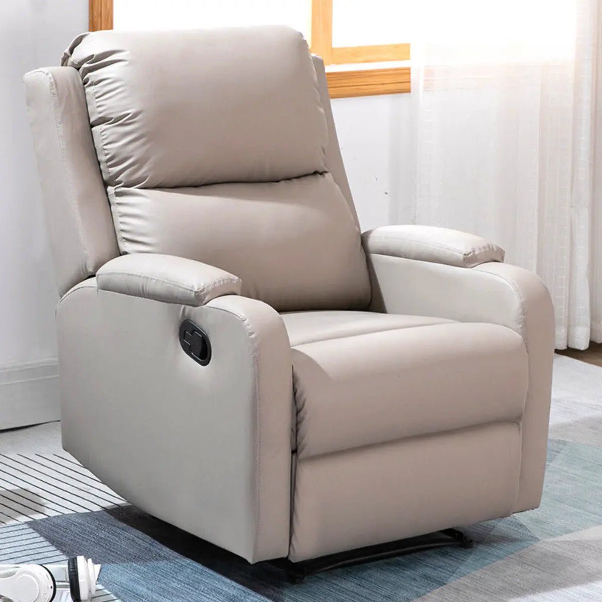 Green Tech Cloth Lumbar Support Comfort Swivel Recliner Image - 13