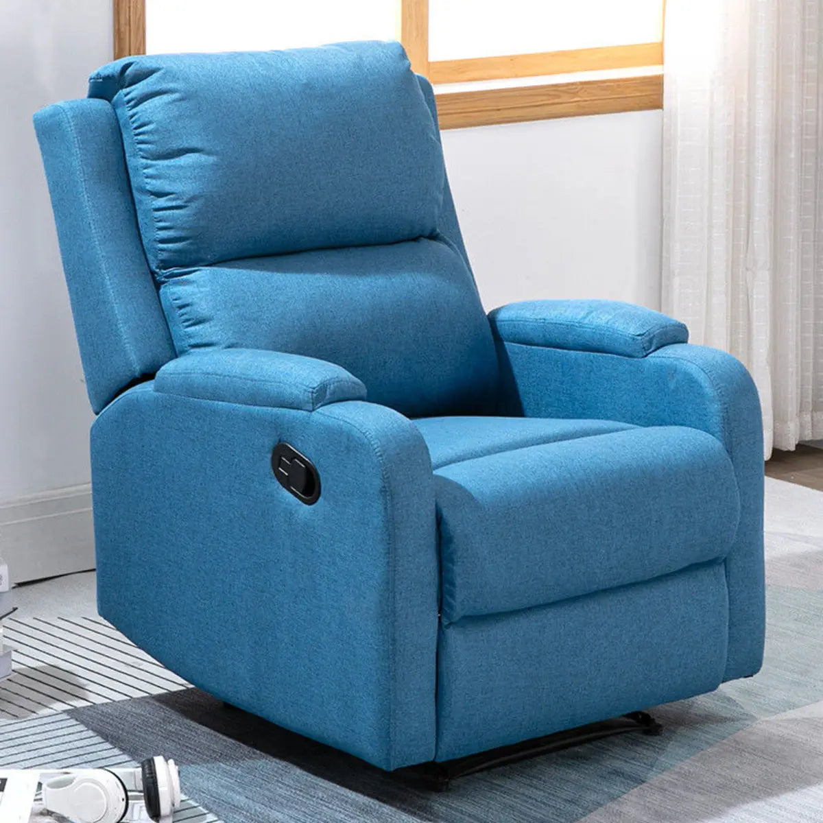 Green Tech Cloth Lumbar Support Comfort Swivel Recliner Image - 14