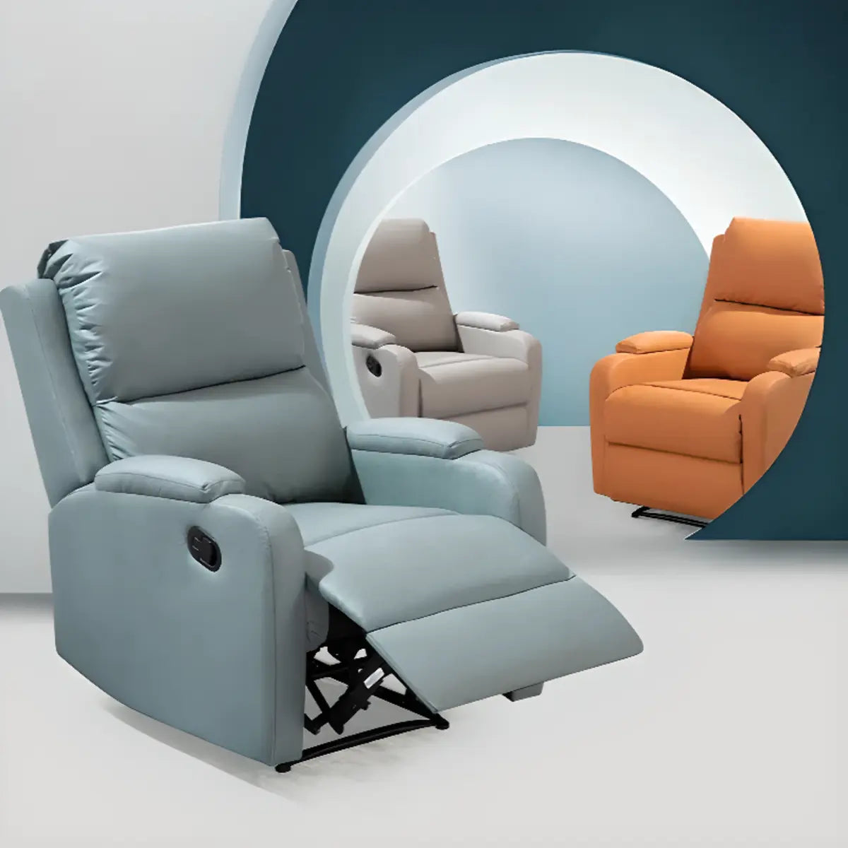 Green Tech Cloth Lumbar Support Comfort Swivel Recliner Image - 1
