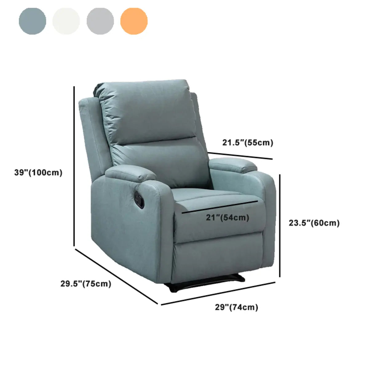 Green Tech Cloth Lumbar Support Comfort Swivel Recliner Image - 22