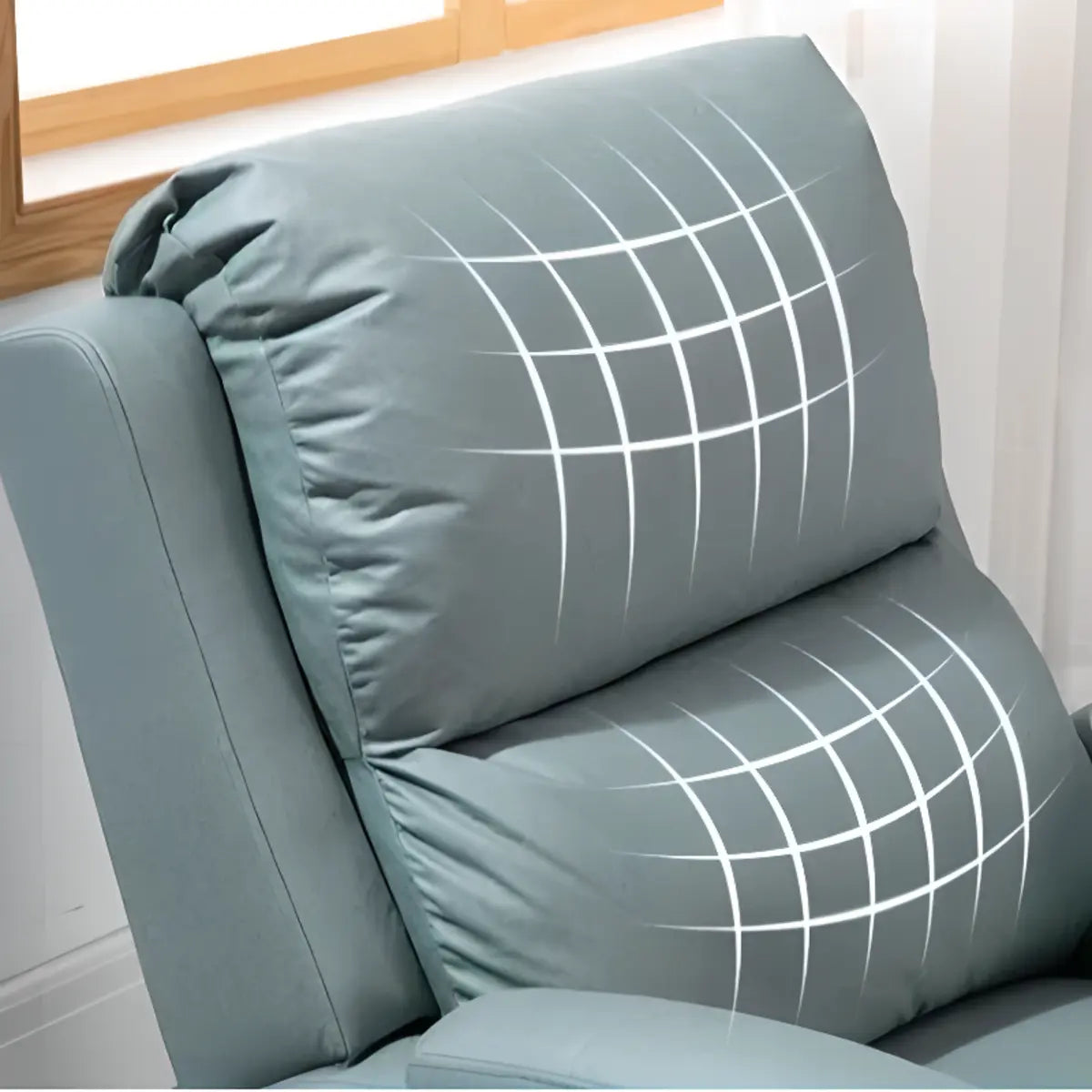 Green Tech Cloth Lumbar Support Comfort Swivel Recliner Image - 5