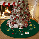 Green Trim Christmas Round Polyester Easy Care Area Rug Image - 2