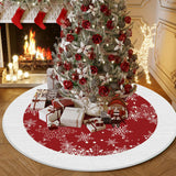 Green Trim Christmas Round Polyester Easy Care Area Rug Image - 4