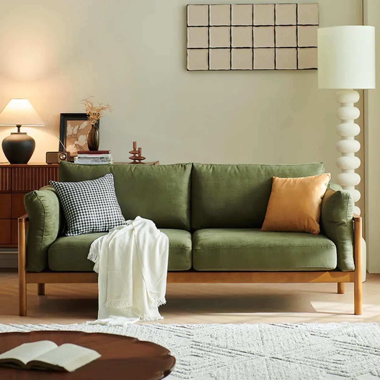 Green Water Resistant Anti Cat Scratch Fabric Loveseat Image - 1