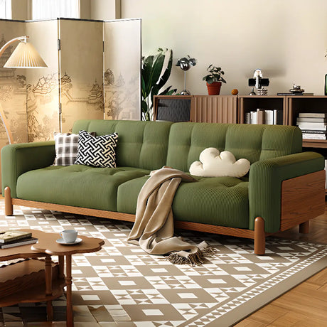 Green Water Resistant Tech Flannel Wood Frame Sofa Image - 1