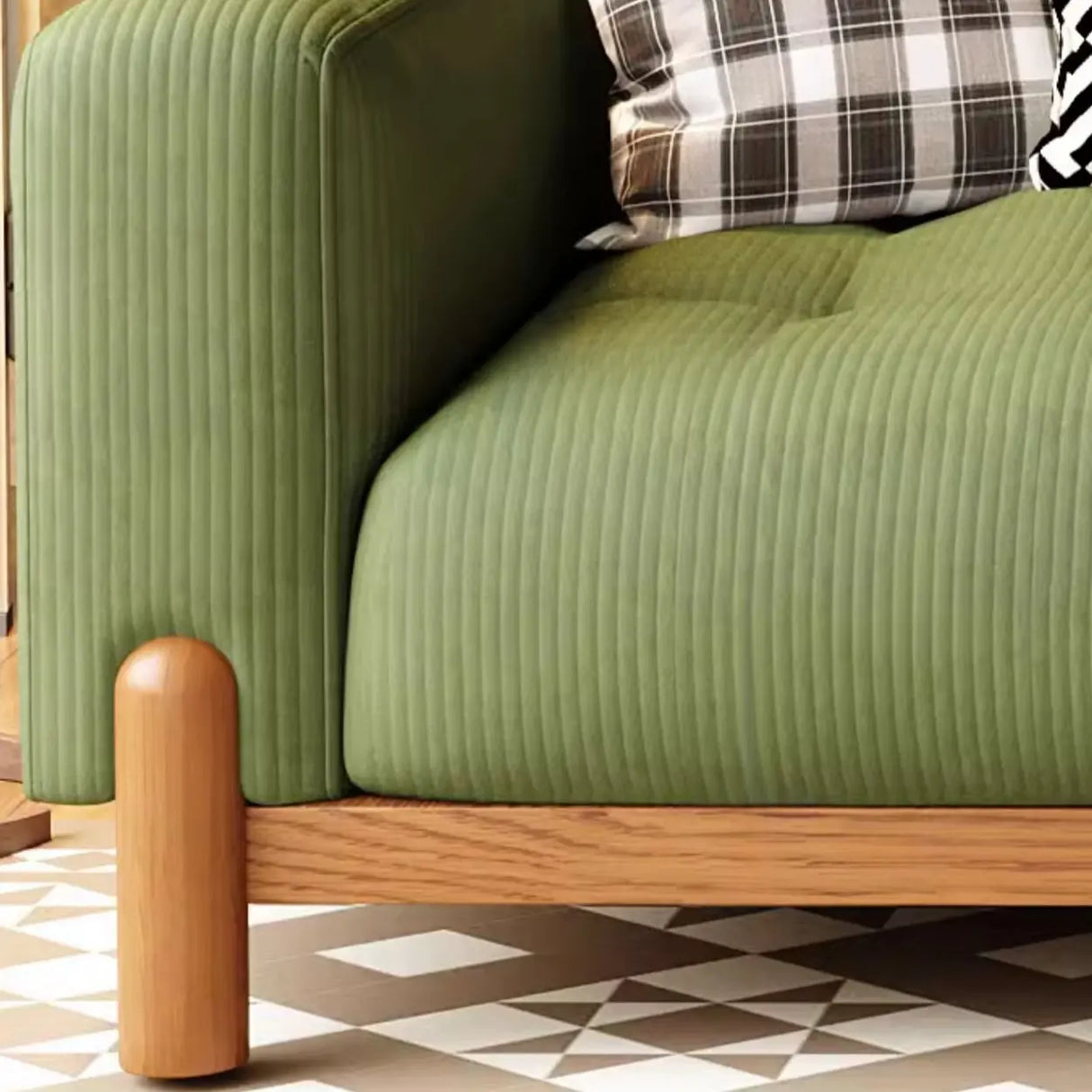 Green Water Resistant Tech Flannel Wood Frame Sofa Image - 10