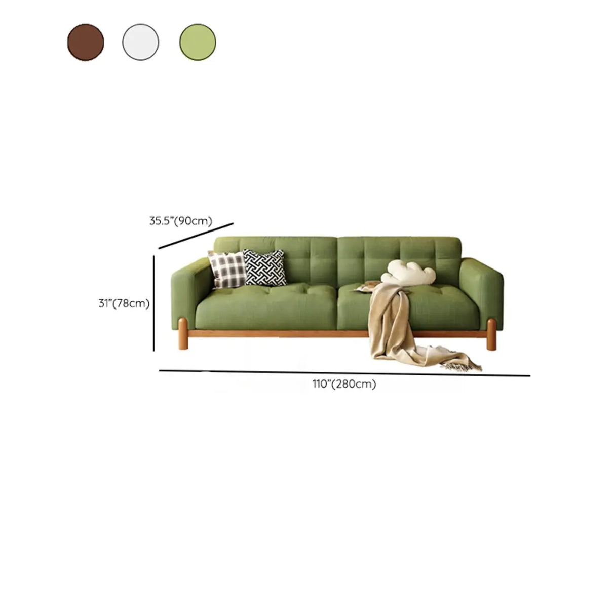 Green Water Resistant Tech Flannel Wood Frame Sofa 