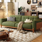Green Water Resistant Tech Flannel Wood Frame Sofa Image - 7