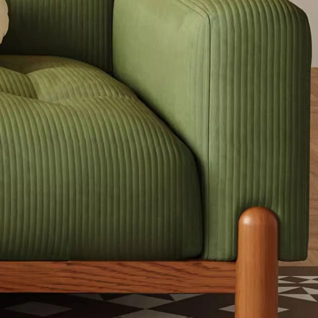 Green Water Resistant Tech Flannel Wood Frame Sofa Image - 8