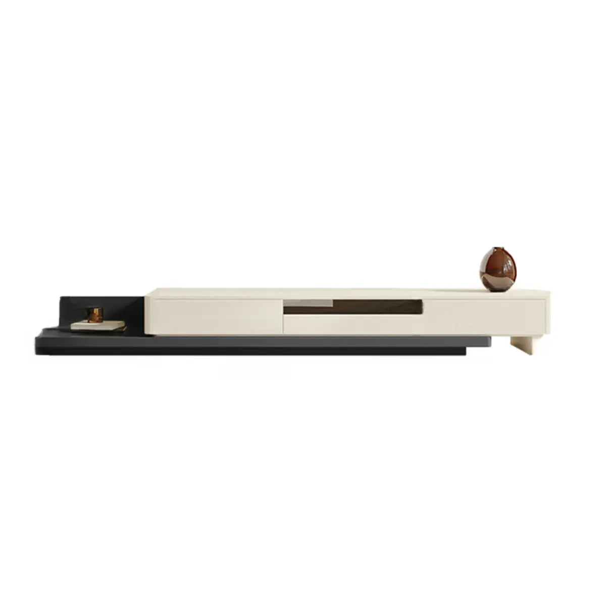 Green-White Fresh Long Wood Rectangle Storage TV Stand Image - 4